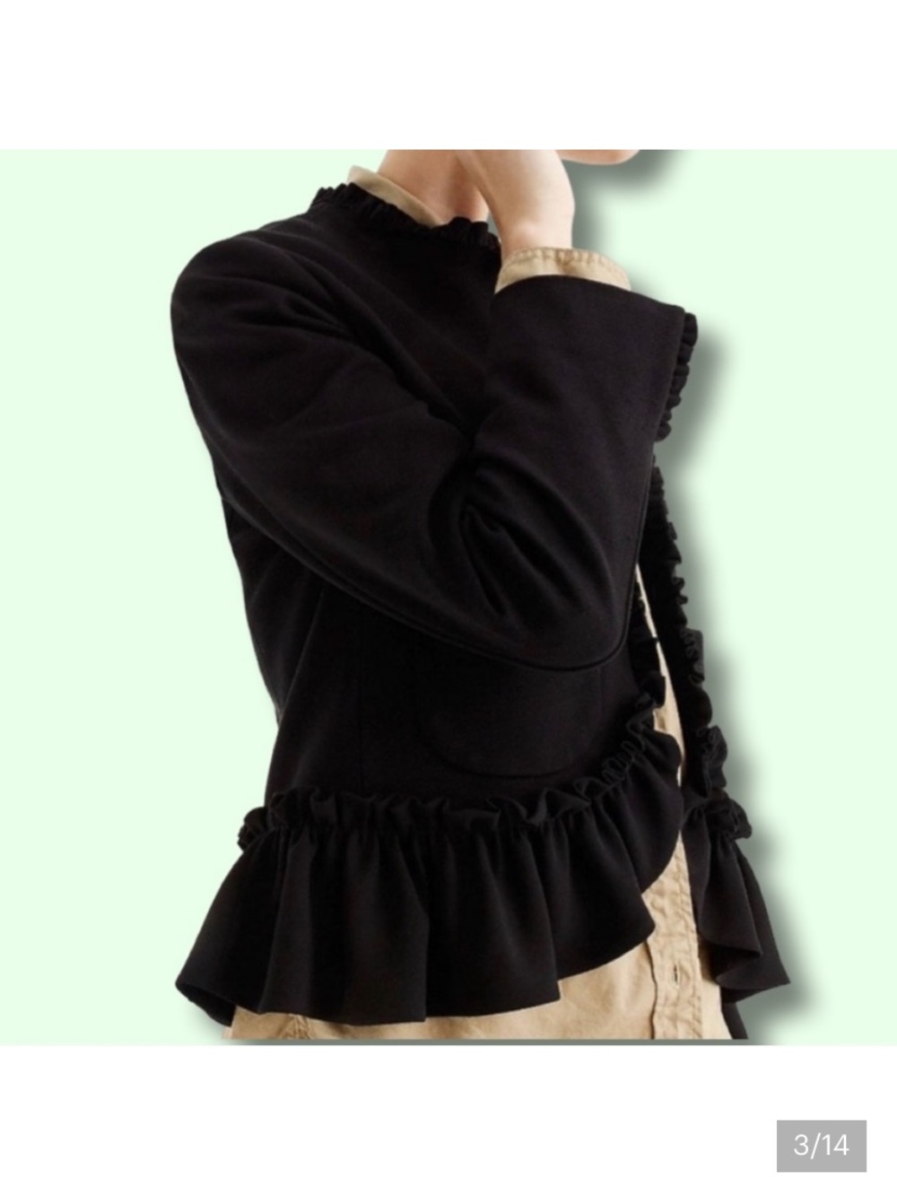 J. Crew ruffled black going out blazer peplum size 12 - Picture 3 of 16